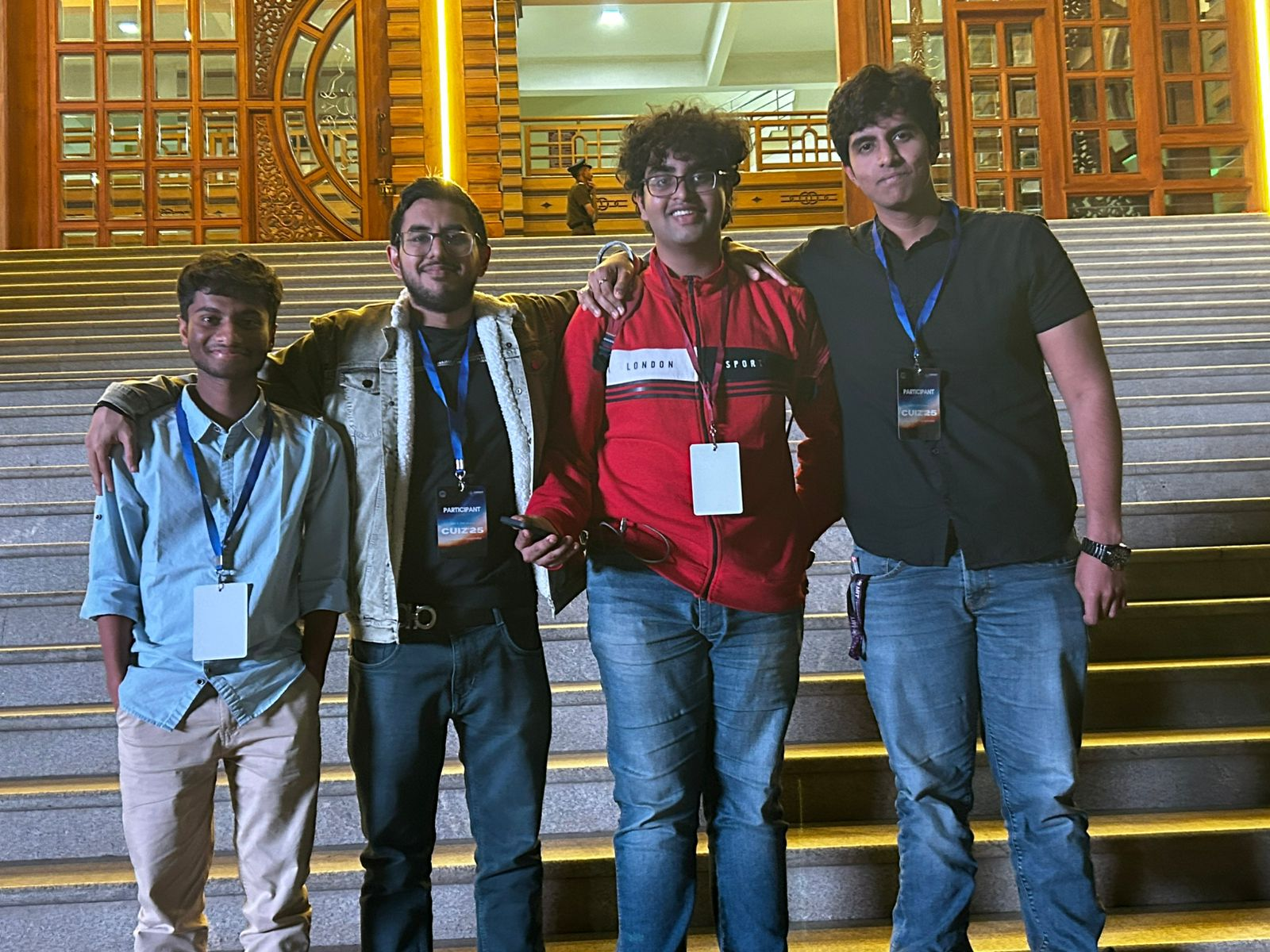 Arnab with classmates Rishith, Harsh, and Akshat